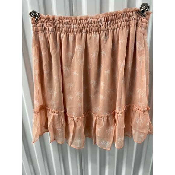 LC Lauren Conrad Lined Ruffled Palm Tree Print Mini Skirt Size L - Picture 6 of 7
